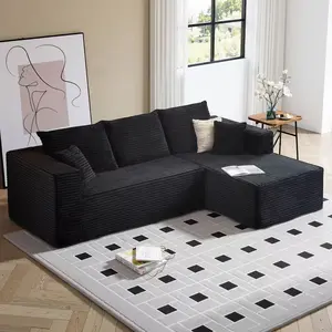 105''L-Shape Modular Sectional Couch Sofa, Boneless Sectional Couch Compressed Corduroy, Modern Sleeper Sofa for Living Room, Space-Efficient Design Convertible Corduroy Sectional Couch(2 Packages Shipping)