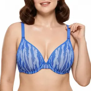 HSIA Zebra Wild Print and Solid Plus Size Bra Soft Sheer Mesh Comfortable Underwire Support No Padding Full Coverage Minimizer Bra Sexy Transparent Breathable Everyday Bra For Full Bust Convertible Multiway Bras