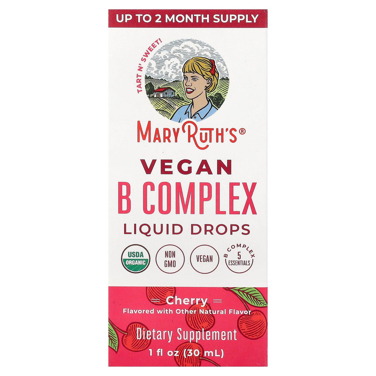 MaryRuth's Vegan B Complex Liquid Drops, Cherry, 1 fl oz (30 ml)