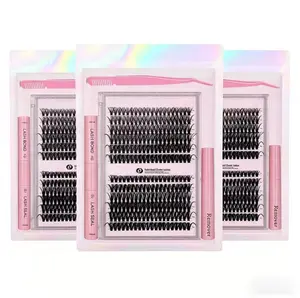 Summervibes 30D+40D Mixed Lash Cluster Set With Tweezers Glue Remover Self-Adhesive Individual Lashes  Mixed Length Kit