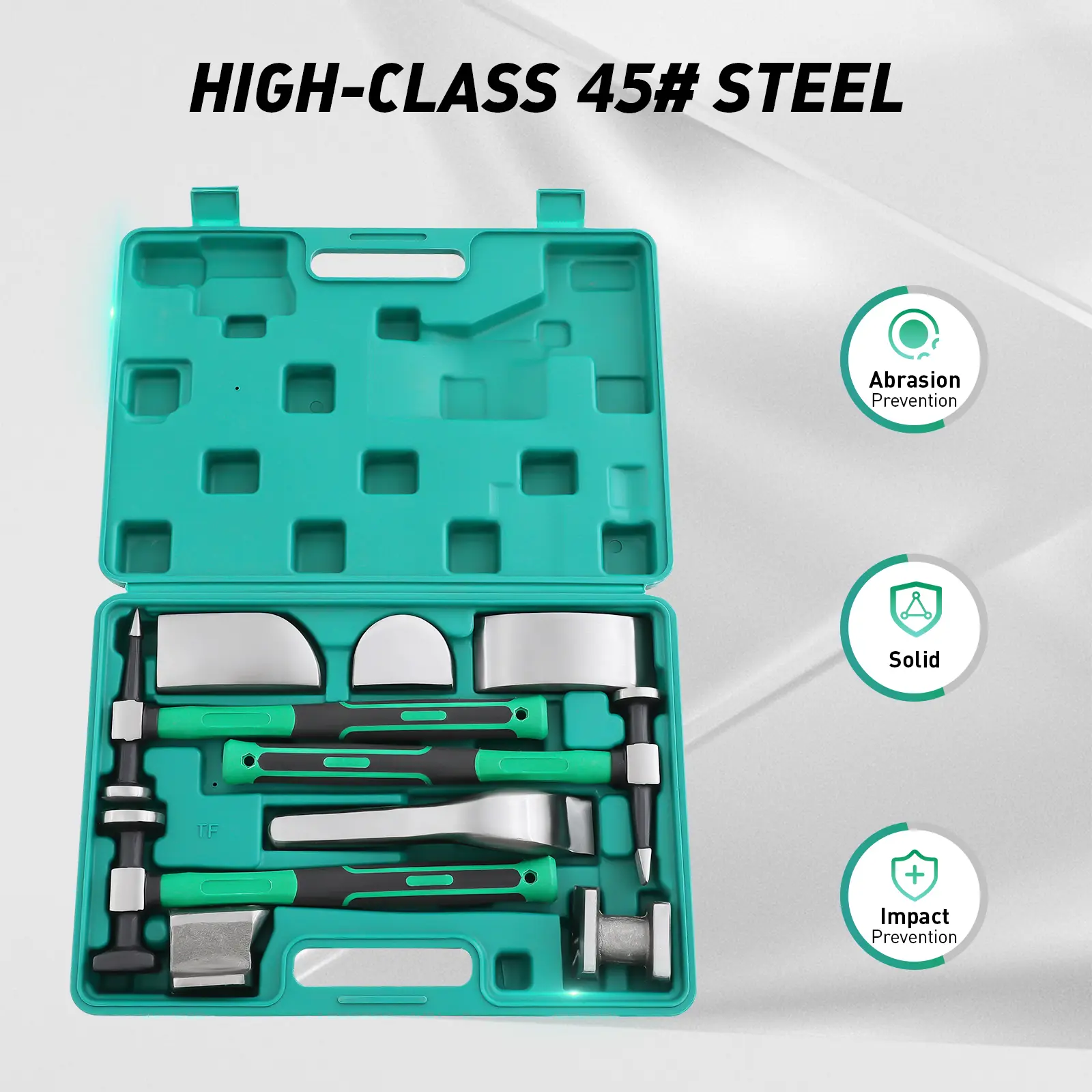 9-Pcs High-Strength 45# Steel Die-Forging Dent Puller Tool Kit, Wear-Resistant Manual Operation Tool for Home Garage, Auto Repair Shop, Washing Machines, Fridges (No Assembly Required)