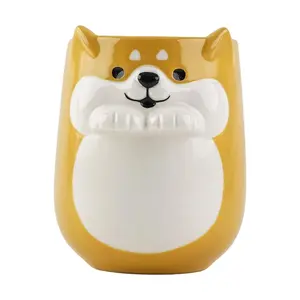 DECOLE Japanese Shiba Inu Mini Tea Cup Ceramic Mug Cute Handheld Cup Washable Drink