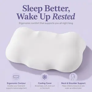 Satyreon Ergonomic Cervical Neck Support Pillow, Dual-Height Memory Foam Contour Bed Pillow with Cooling Cover for Side and Back Sleepers, Orthopedic Pillow for Better Spinal Alignment, Pressure Relief, Shoulder Comfort and More Restful Sleep
