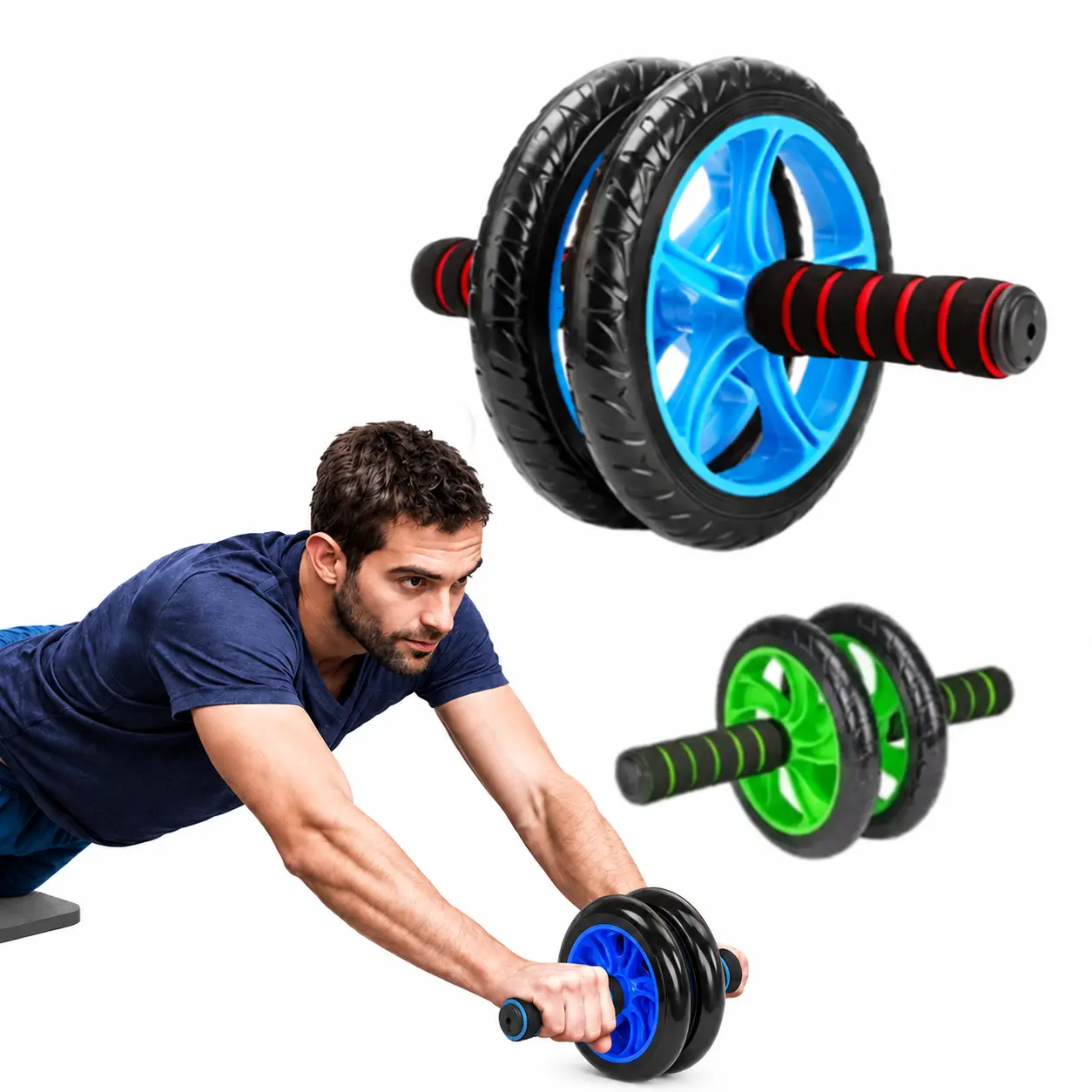 Ab Roller Wheel - 2 Plastic Dual Wheels (Help Keep Balance Steady), Silent Operation, Stainless Steel, Ergonomic Handle,Beginner-Friendly Home Abs Workout Equipment for Home Gym Flat Tummy Training