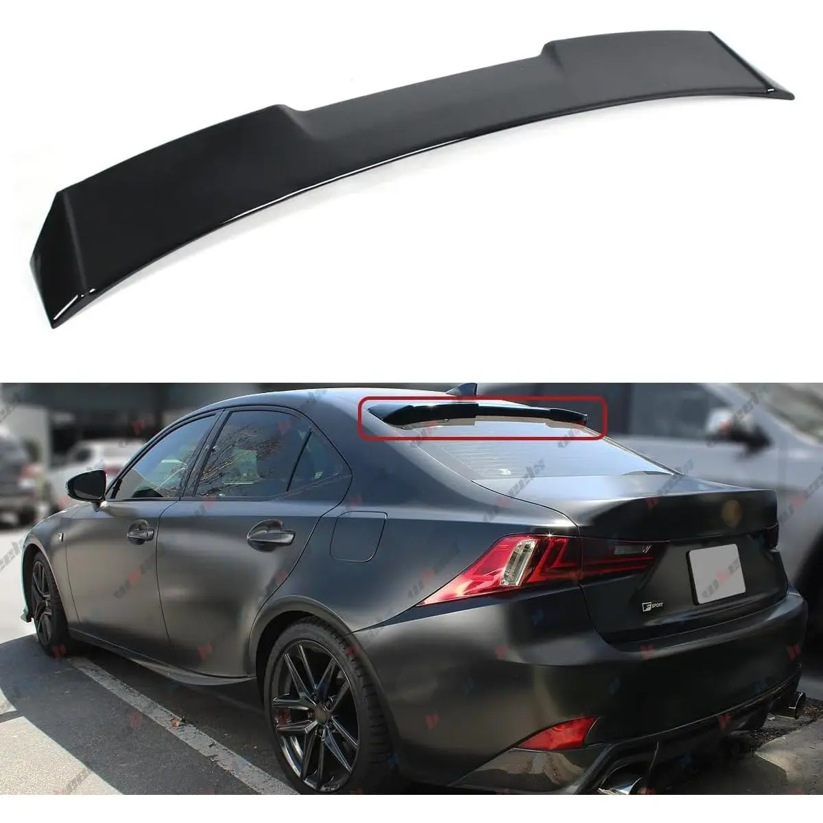 2006-2013 – Lexus IS250/IS350 & 2008-2013 Lexus IS-F 4-Door Sedan Exterior Modification – Gloss Black Rear Window Roof Spoiler Wing, Premium