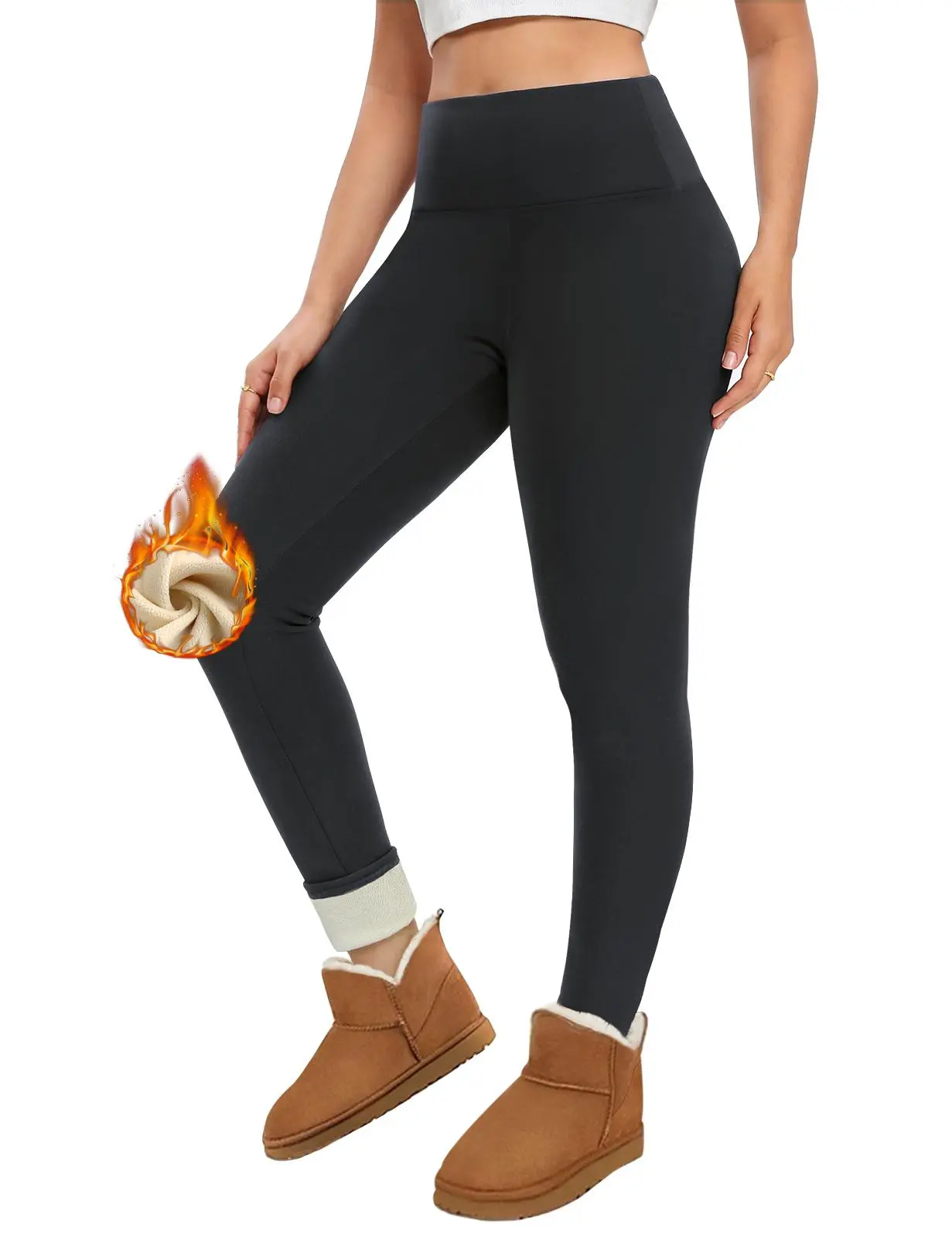 Fleece Lined Leggings Women, Winter Thermal Cashmere Pants, High Waist Stretchy Sweatpants, Tummy Control Warm Tights Bottoms Check