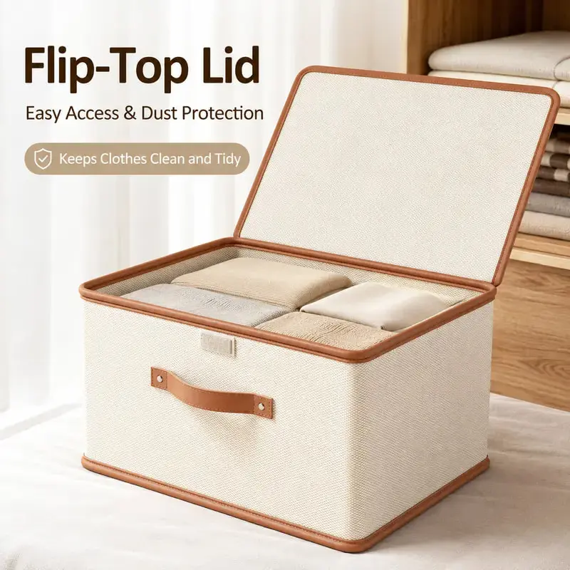 81L Extra Large Thickened Oxford Fabric Storage Box, Collapsible Foldable Organizer Basket for Blankets, Quilts, Clothing, Bedroom Home Storage