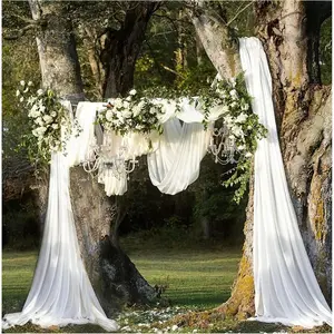 White Arch Drapes 2 Panels 6 Yards Sheer Backdrop Curtains for Parties Ceiling Wedding Arch Reception Drapery Decor