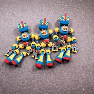 3D Printed articulated robot magnet. 3 inch cute retro robot colorful fridge magnet desk decor or add in for any gift basket