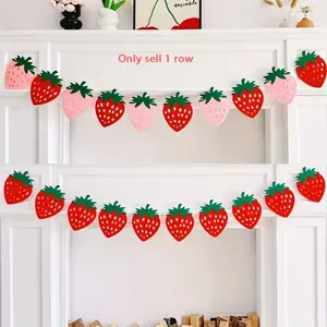 Charming Strawberry Garland with Pink & Red Berries - Perfect for Birthday Parties, Spring Celebrations, and Summer Events, Birthday Party Decoration, Party Background Decoration