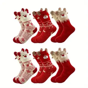 Christmas stockings, children's mid tube socks, autumn and winter women's socks, reindeer three-dimensional ears, mid tube women's socks, Japanese socks, women's socks high Polka Dot Dress-Up leg Warm accessory set  de  calcetines grippy  vacation Cartoon