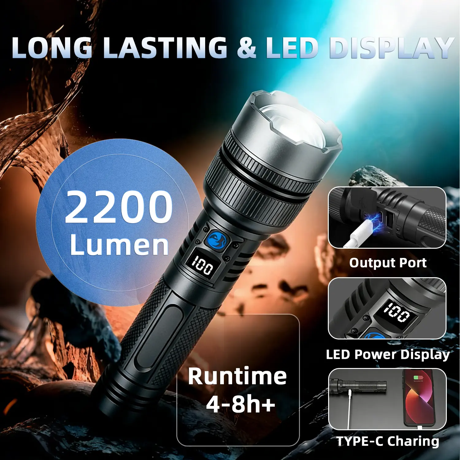 best 2 in 1 rechargable flashlight COWHERD Rechargeable Lantern 2-in-1 LED Handheld Flashlight with Lantern and Spotlight Modes Whether youre working in low MIXILIN Rechargeable Flashlight 2-Pack