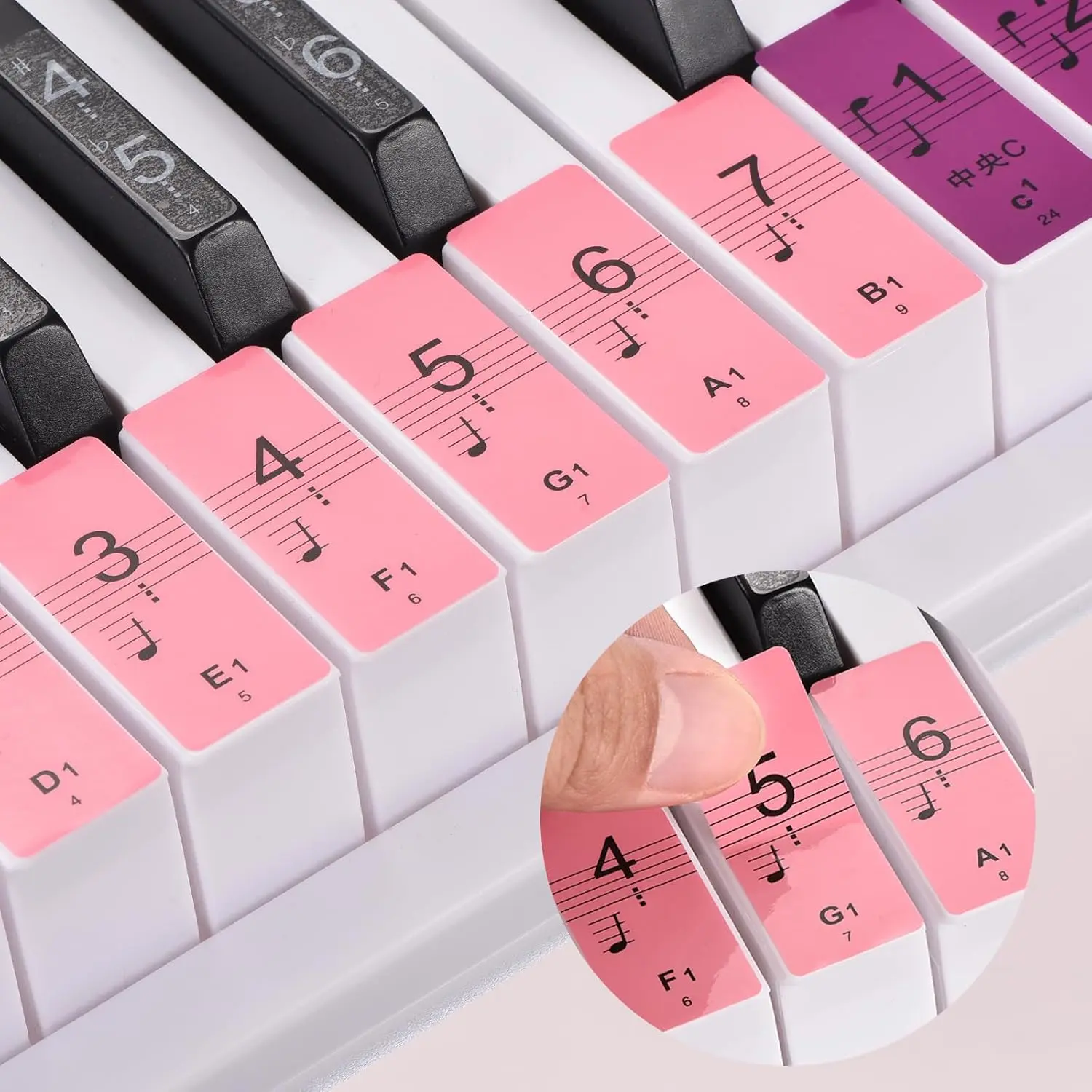 Multifunction Piano Keyboard Sticker Decals - Synthetic Music Labels for 88/61/54/49 Keys Beginners, Easy to Install, Removable, No-Mark, Multicolor DIY Learning Tools