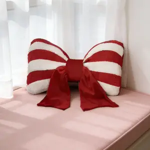 Romantic Princess Style Bow Pillow, Soft Christmas Gingerbread Cushion, Perfect for Living Room and Bedroom Decoration, Great Valentine's Gift