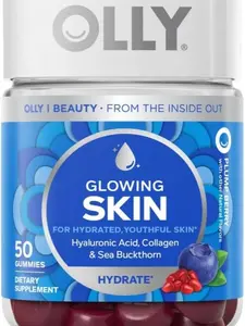 OLLY Glowing Skin Gummy, 25 Day Supply (50 Count), Plump Berry, Hyaluronic Acid, Collagen, Sea Buckthorn, Chewable Supplement (Packaging May Vary)