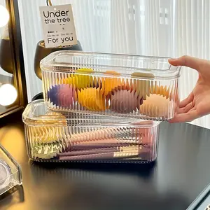 Transparent Plastic Makeup Storage Box with Lid, Desktop Organizer for Brushes, Sponges, Puffs, Dustproof, Lightweight, No Power Needed, Clear Storage Box