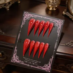 Handmade Fake Nails China Dragon Claw Design, Long Solid Color Nail Shape, Detachable Animal Claw, Single Item Pack