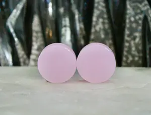 Pink Agate Plugs, 1 Pair of Double Flare Natural Stone Gauges for Adults, Smooth Polished Body Jewelry, Aligned with Heart Chakra