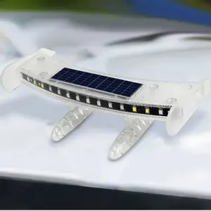 Multicolor Mini Solar Car Rear Spoiler Tail Light,LED Flashing/Warning Light Waterproof Wing,With Sensor Modified Accessor