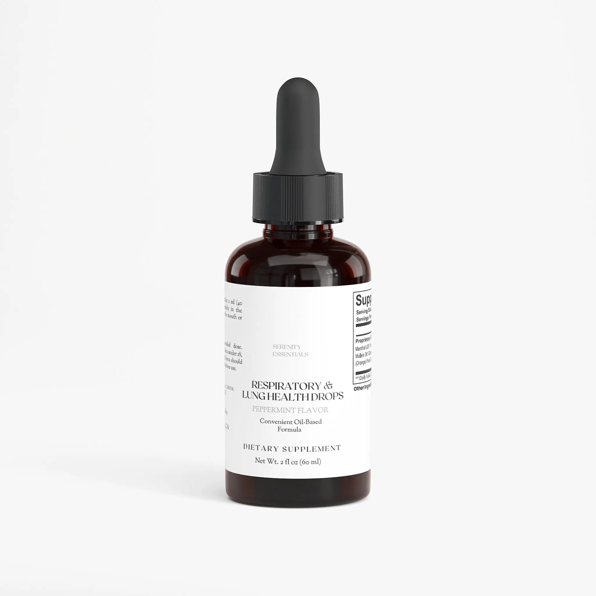 2 fl oz Aromatherapy Respiratory & Lung Health Liquid Drops - Wellness Healthcare Therapy Oil Blend with Menthol, Peppermint, Mullein, Orange Peel, Lavender for Daily Support