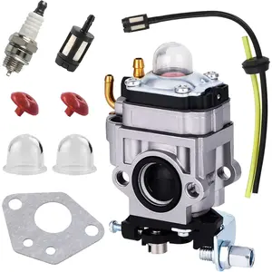 63022 Carburetor For 52cc 2HP Earth Auger 63022 with Primer Bulbs,Spark Plug,Gasket,Line Carb Kit, Replace 63022,56257,57341