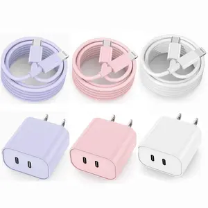 3-Pack Color Charger For IPhone 14 Charger Fast Charging, 40W Dual Port USB C Charger With 6FT Type C To Lightning Cable  For iPhone 14/13/12/11,iPad Cellphone