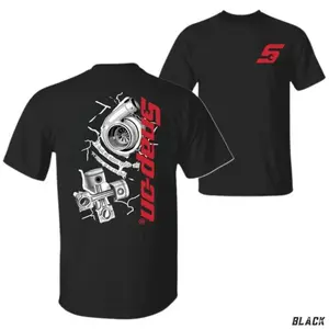 🏎️[Graphic Tee][100% cotton]Snap-On Turbo Piston T-Shirt – Black Unisex Tee with Small Front Snap-On Logo & Back Turbocharger Pistons Graphic, Mechanic Style Casual Wear, Gift for Car Enthusiasts, Streetwear Menswear Top, Automotive Fan Apparel