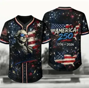 American Eagle Patriotic Baseball Jersey, 4th Of July Classic Casual Top, America 250 Anniversary Full-Print Outfit, National Pride Apparel for Sports Fans