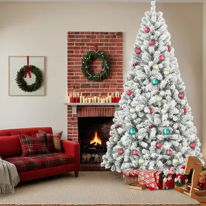 Snow Flocked Artificial Christmas Tree with 1022 Branches & Metal Stand, Full Shape PVC, Deluxe Design Xmas Tree, Ideal Holiday Decortion for Home, Office, or Apartment(No Lights)