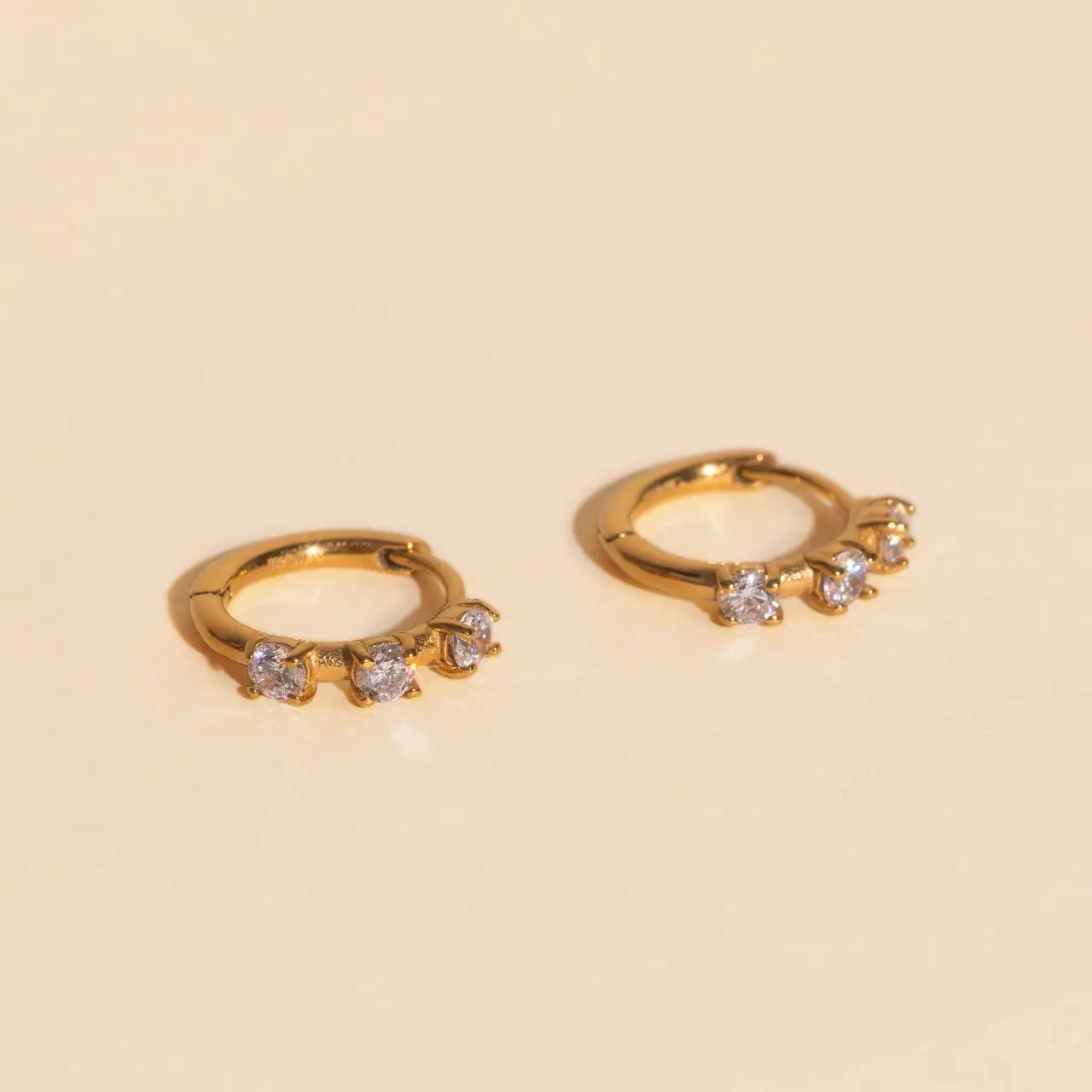 Thin Crystal Huggie Hoop Earrings