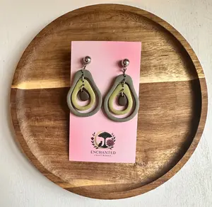 Avocado Polymer Clay Dangle Earrings