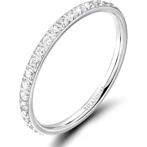 2mm Women Titanium Eternity Ring Cubic Zirconia Anniversary Wedding Engment Band Size 3-13.5
