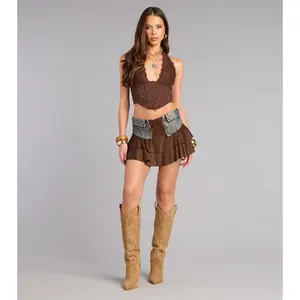 Denim Darling Tiered Mini Skirt