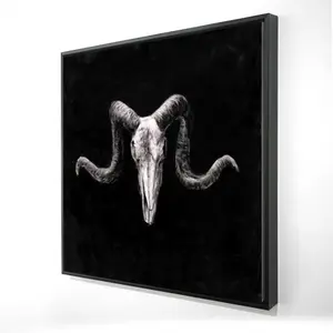 360 Stand Gothic Skull Print Wall Artwork - 36x36" Vibrant Grunge-Style Black Framed Photo Decoration for Home Wall Decor, Artistic