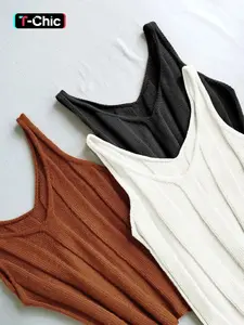 Women's Plain V Neck Sweater Vest Fit, Casual Elegance Sleeveless Knit Top for Summer, Ladies Clothes for Daily Wear, Piece, Womenswear