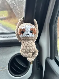 Mini Crochet Hanging Sloth With Clip-On Hands – Cute Sloth Bag Charm, Car Mirror Hanger, Adorable Desk Buddy, Handmade Animal Accessory Gift