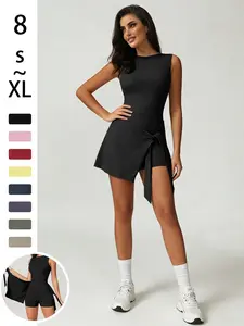 Two-Piece Women's Outdoor Sporty Dress, Sports Sleeveless Dress, Yoga Running Pilates Commute Date Beach Daily Essential, High Elasticity Comfortable Leisure