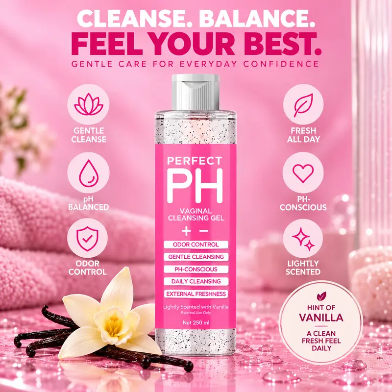 Curvy Body Bears Perfect PH Feminine Wash - 250mL Ammonia-Free Nourishing Gentle Intimate Cleanser, Moisturizing, Vanilla-Scented, Odor-Control Self Care Product for Daily Sensitive Skin, PH-Balanced Clean for Adults