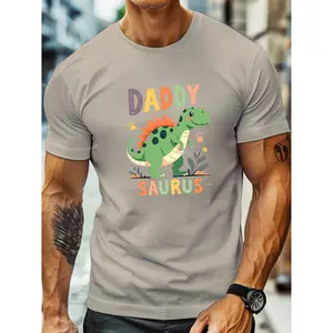 Daddy Saurus Cute Dinosaur Graphic T-Shirt, Cotton Comfort Tee, Father’s Day Fashion Outfit, Casual Shirt, Ideal Dad Gift for Him, Dinosaur Lover Present