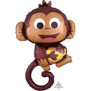 36" Large Shape Happy Monkey With Bananas Helium Foil Balloon 1ct #34573