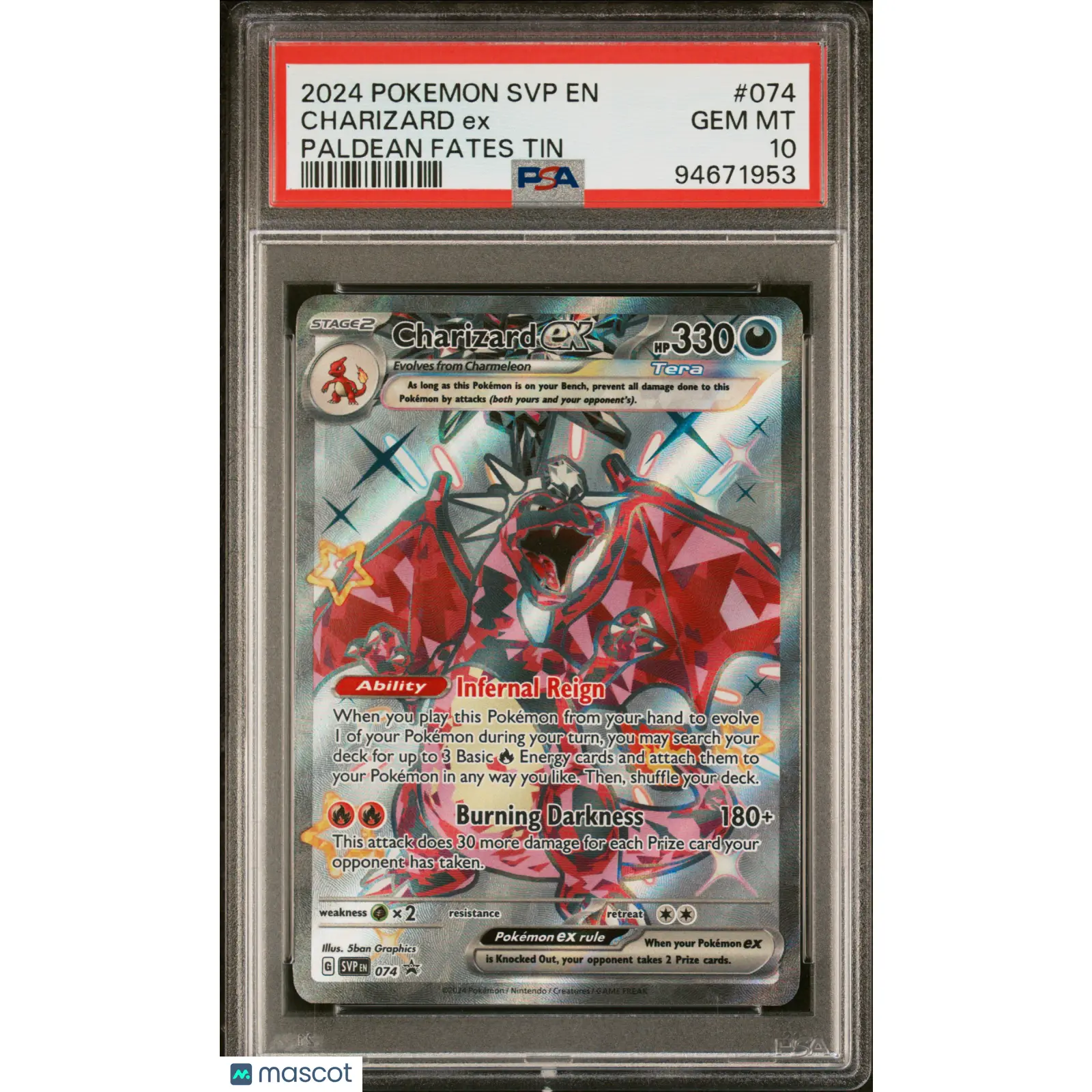 2024 Pokemon SVP EN-SV Black Star Promo Charizard EX #074 PSA 10