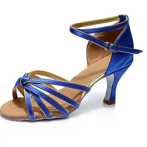 Blue and gold border knot 7.5CM heel