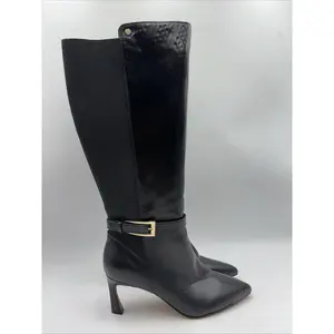 Vince Camuto Women's Black Leather  Debnee Wide Calf Boot Size 10M WC - Very Good