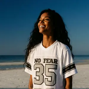 No Fear White Boxy Football Jersey