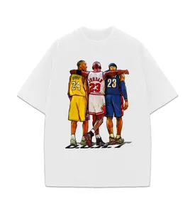 Illustrated Goats Three Basketball GOAT Tribute Graphic T-Shirt Crewneck Cotton