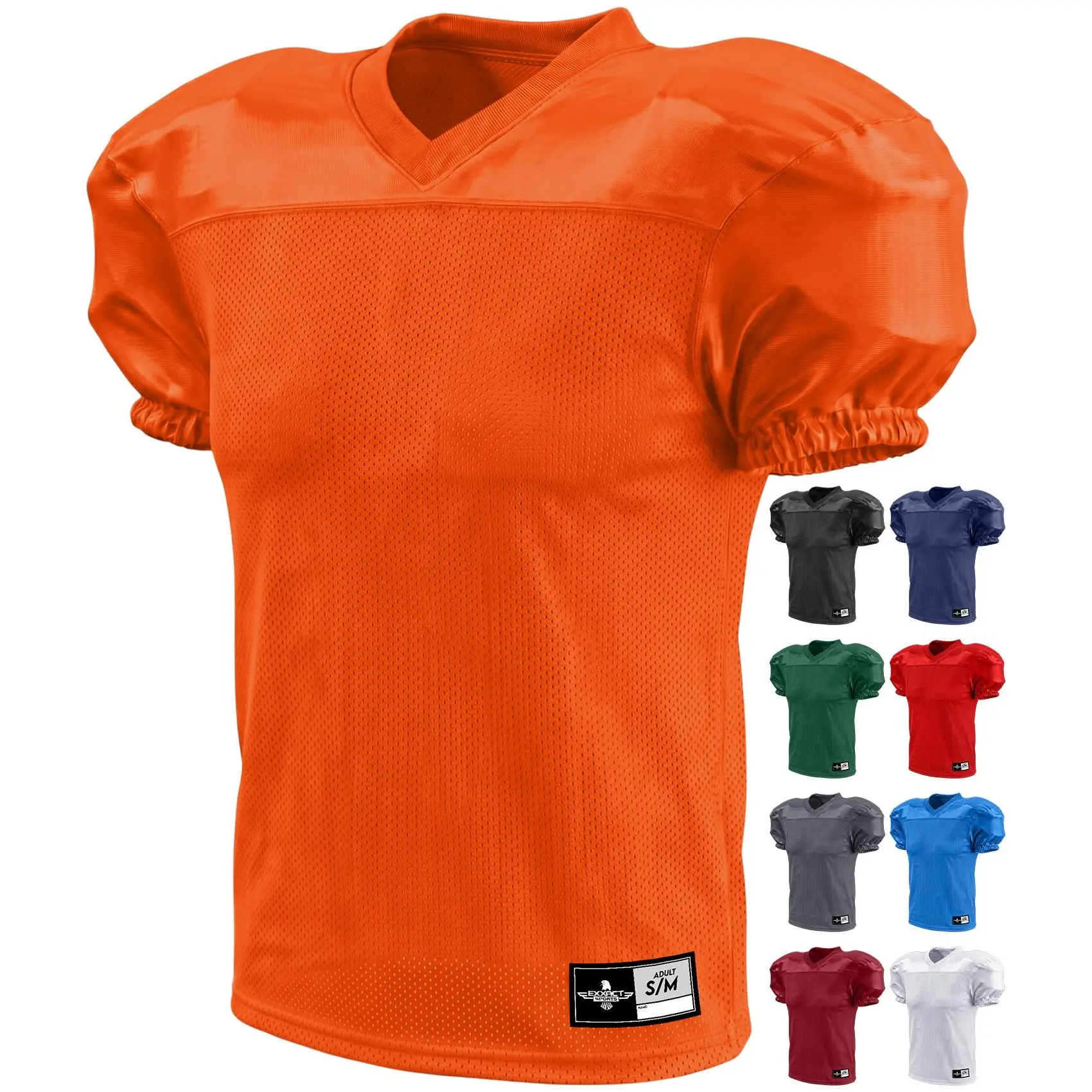 Exxact Sports Men’s Pro-Style Football Practice Jersey - Lightweight Breathable Mesh Football Uniform, Athletic Workout Top, Training Top (Orange), Athletic Workout Tops