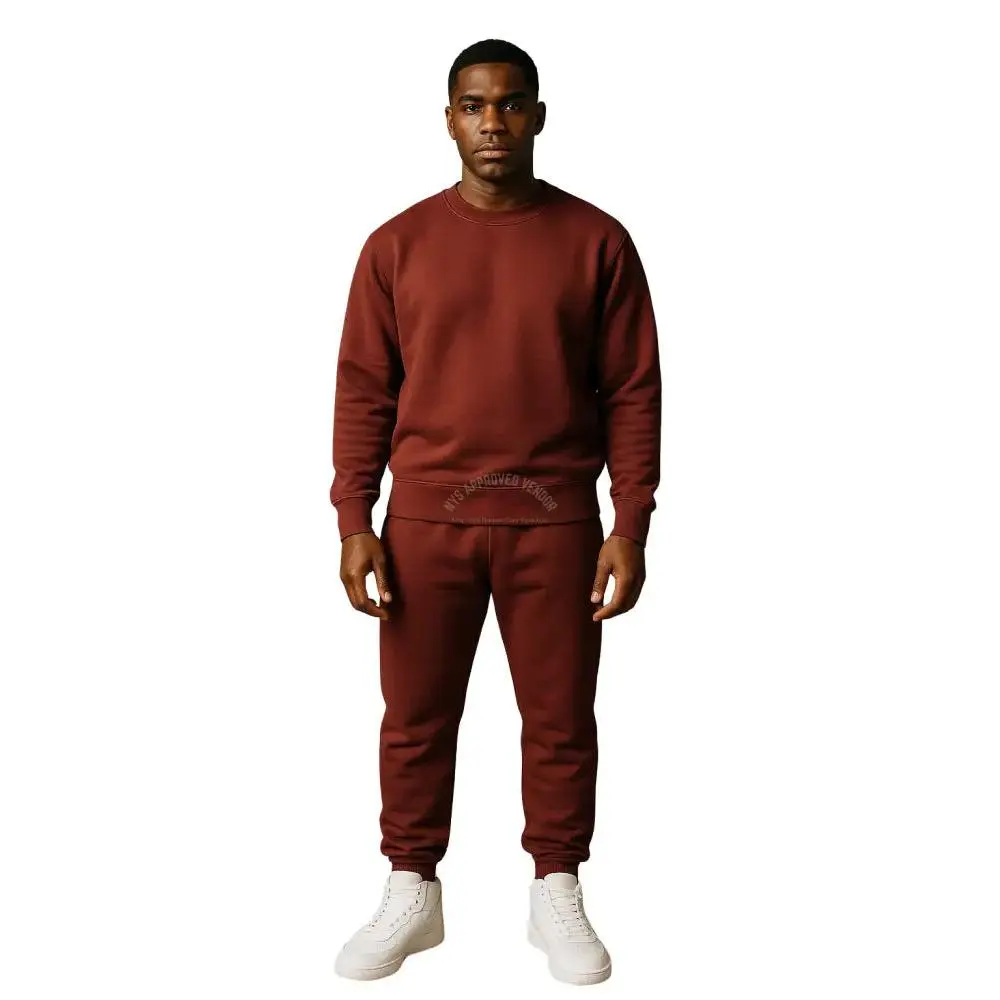 Crewneck Sweatsuit 100% Cotton w/Pockets (Maroon)
