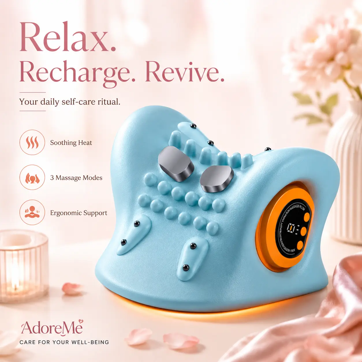 2-Pack Neck Shoulder Relaxer with Heat - 3-Mode Cervical Traction Device, 26° Ergonomic Removable Stretcher Pillow, Muscle Stretching Tool for Neck & Back Pain Relief (Home, Office Use)