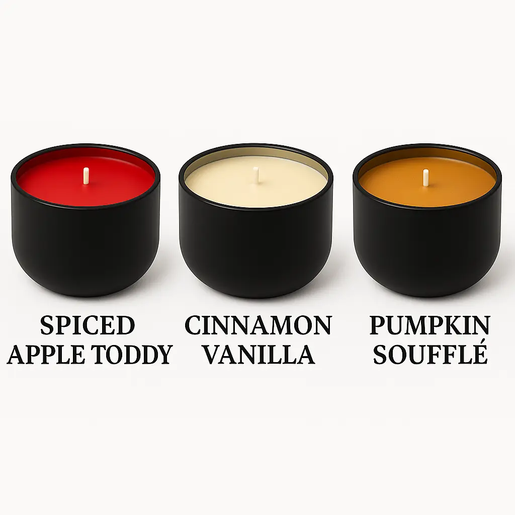 Thanksgiving 3 Pack Candle Set Spiced Apple Toddy Cinnamon Vanilla Pumpkin Soufflé Fall Holiday Trio Cozy Autumn Scents Soy Wax Gift for Home