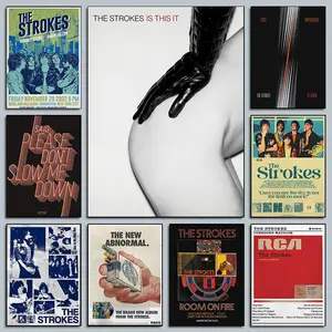 American Famous Rock Band The Strokes Posters Rock Music Album Prints Canvas Painting Wall Art Pictures Home Bedroom Club Decor